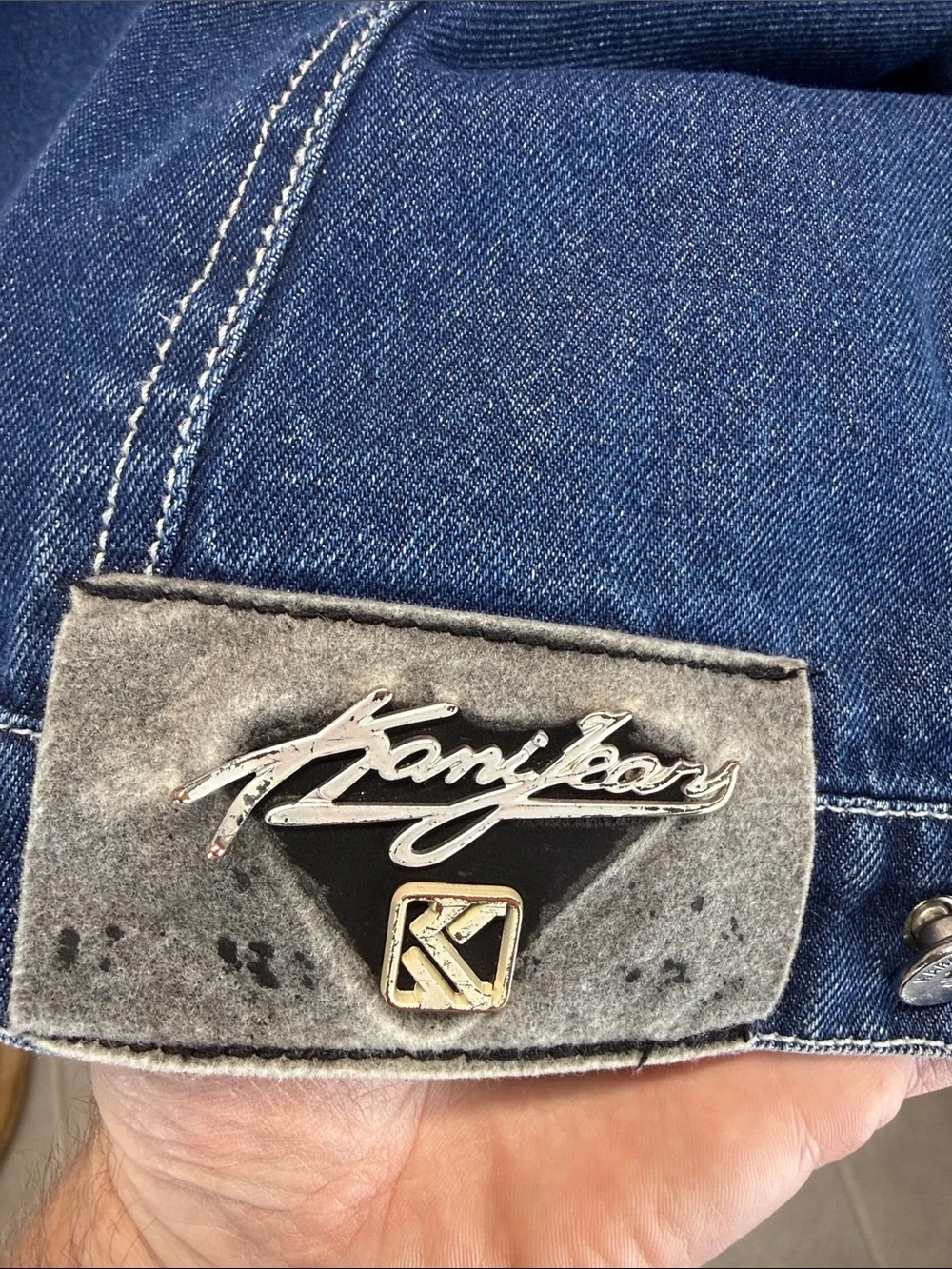 ⭐️Rare Vtg Karl Kani spellout denim jacket SZ XL